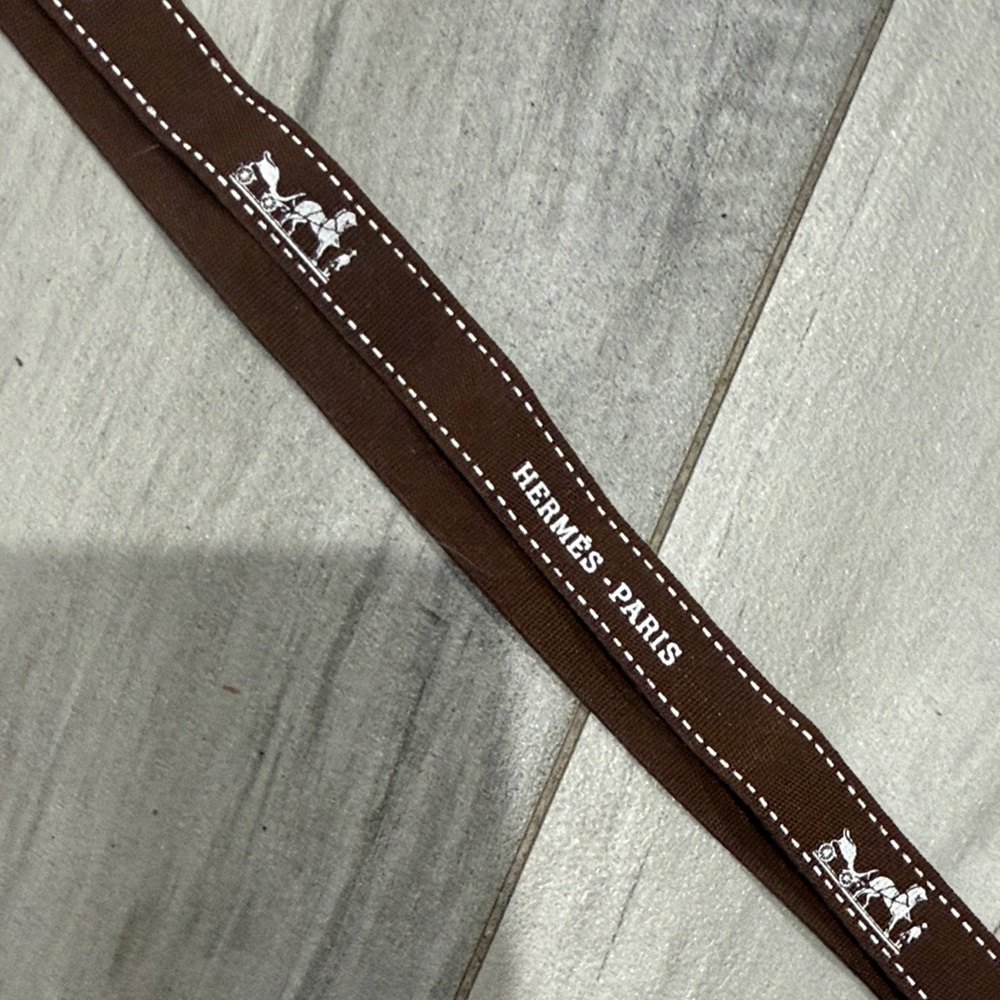 Hermes Brown Ribbon with White Detailing